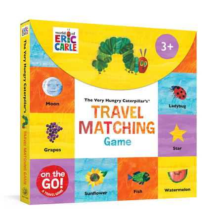 Colorful packaging of 'The Very Hungry Caterpillar' travel matching game by Eric Carle.