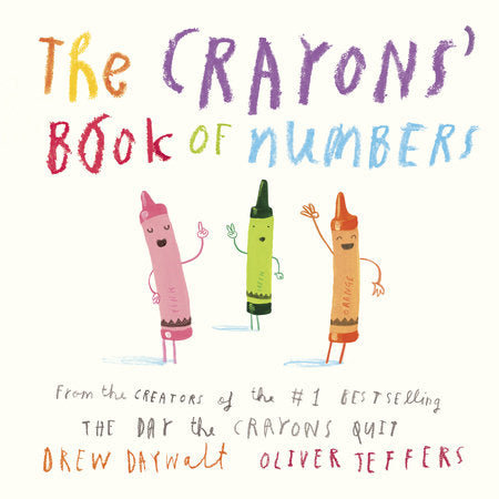 Cover art for The Crayons' Book of Number featuring the pink, green, and orange crayons on white background