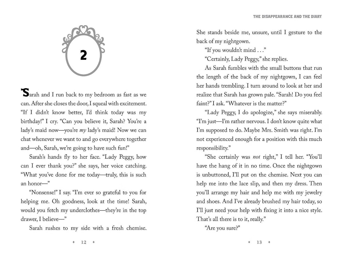 A printed book or magazine interior spread with two columns of text, a small decorative illustration at the top left, page numbers 12 and 13, and the title 'THE SLEEPAPARTHE AND THE DIARY' at the top right.