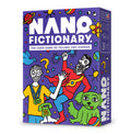 Box of 'Nano Fictionary' card game with colorful illustrations on a white background