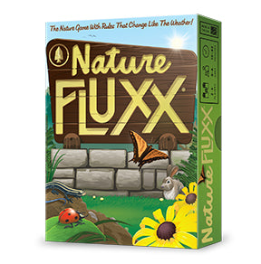 Nature Fluxx card game box with nature-themed graphics and text.