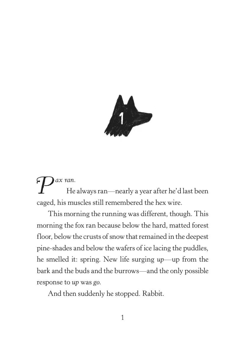 A single printed page with a small black fox silhouette at the top and a paragraph of text below, on a white background.