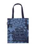 Tote bag with Pride and Prejudice by Jane Austen design in navy blue