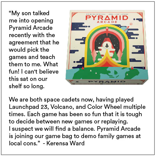 Text Review of playing Pyramid Arcade board game as a family.