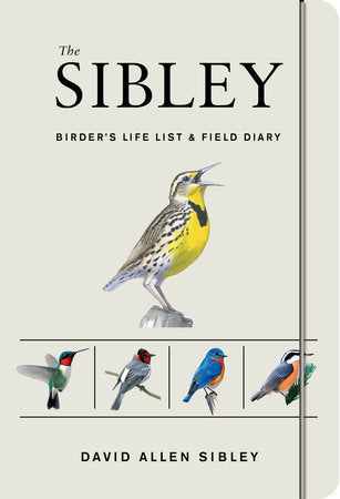 Book cover of 'The Sibley Birder's Life List & Field Diary' with a bird illustration on a beige background.