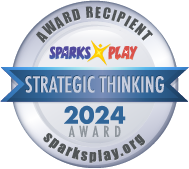 Badge for Strategic Thinking Award 2024 by Sparks Play, featuring the Sparks Play logo.