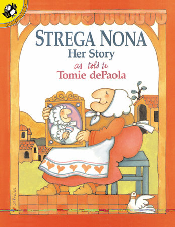 Cover art for Strega Nona, Her Story with whimsical folk art