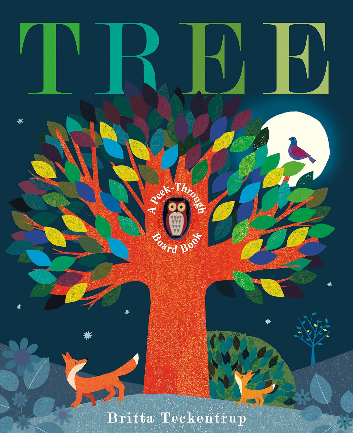 Colorful book cover of 'TREE' with a tree, owl, and fox illustration.