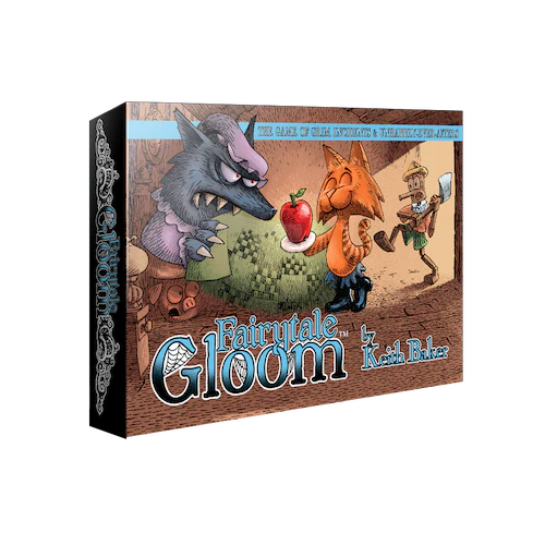 Card game box for 'Fairytale Gloom' with cartoon characters on a white background