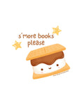 s'more books please text above a s'more with a happy face